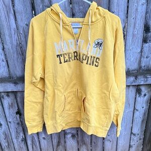 Champion University of Maryland Terrapins Terps full zip hoodie gold yellow XL